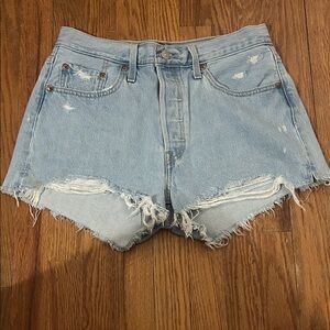 Levi's Light Blue Distressed Jean Shorts